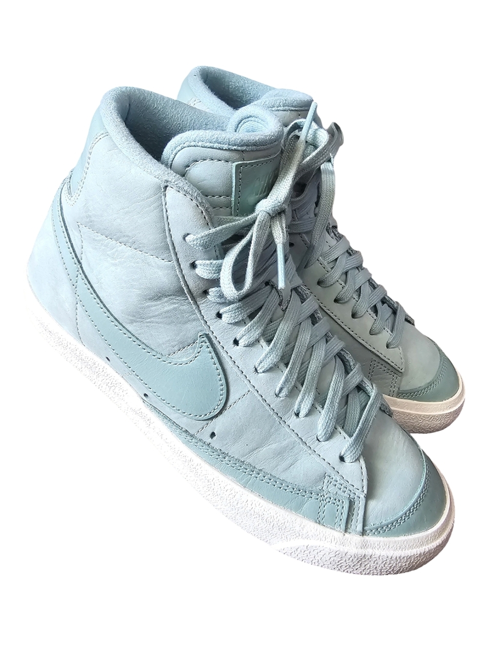 Nike Blazer Mid Light Blue Suede Sneakers Womens Size 7 Casual Streetwear